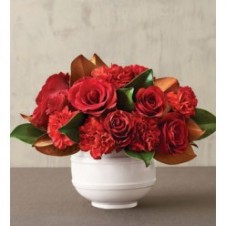Red Roses w/ Red Carnations in a Vase